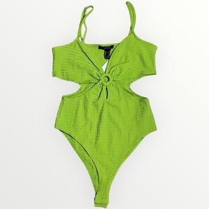 Forever 21 Green Bodysuit with Spaghetti Straps and V-Neck